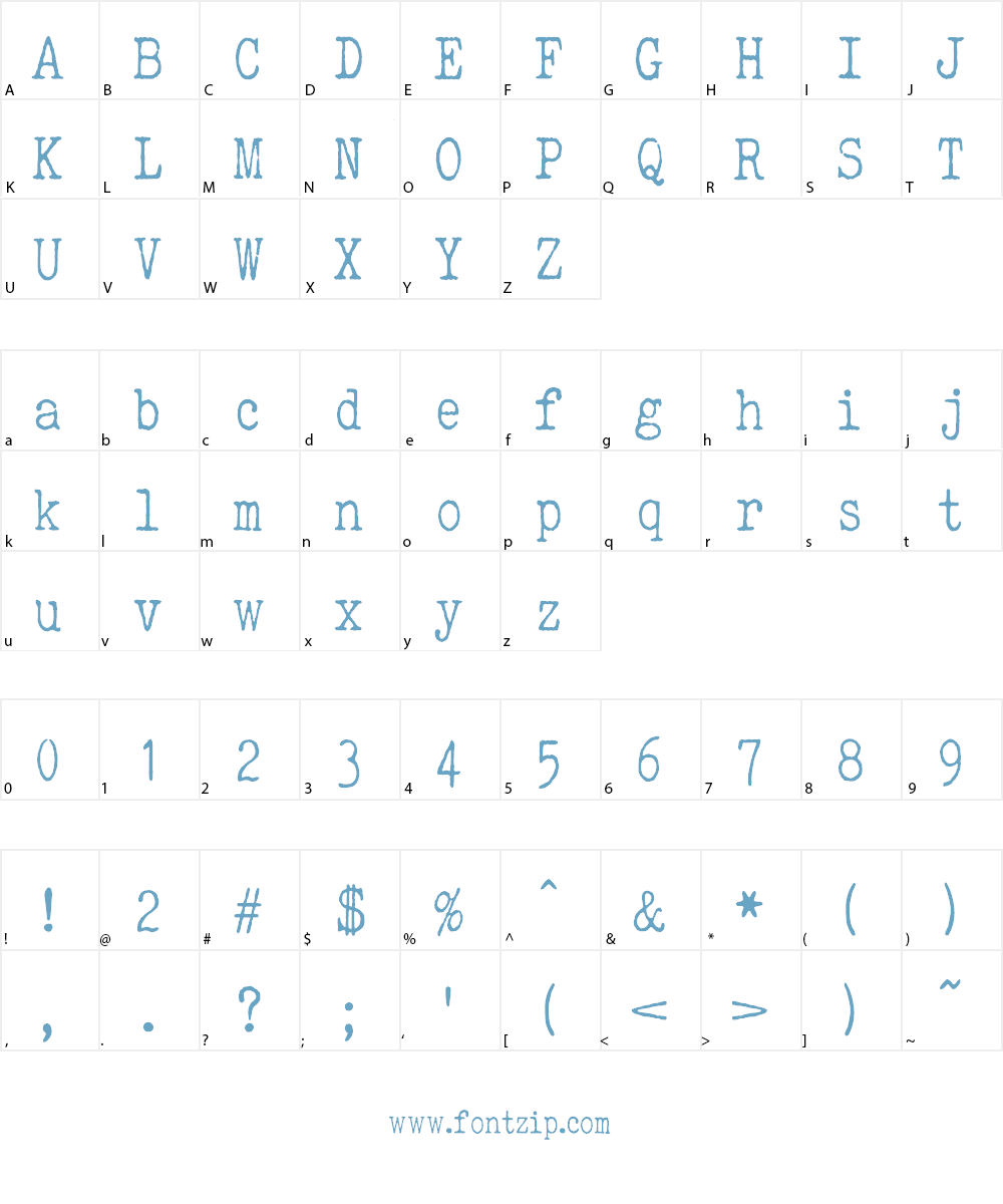 ELEGANT TYPEWRITER Font Character